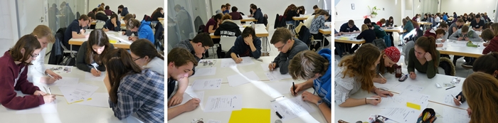 Die drei AKG-Teams beim Knobeln